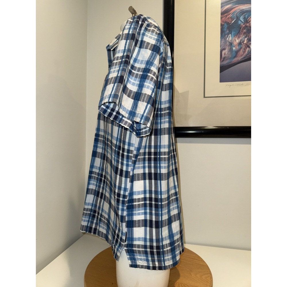 Patagonia Men's Large Plaid Short Sleeve Button Front Shirt Blue Organic Cotton - Picture 2 of 8
